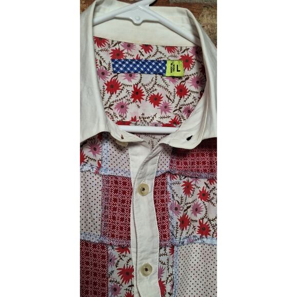 Men's quilt-style patchwork short-sleeved shirt- Size L- 100% cotton- Sweet! - Picture 3 of 7